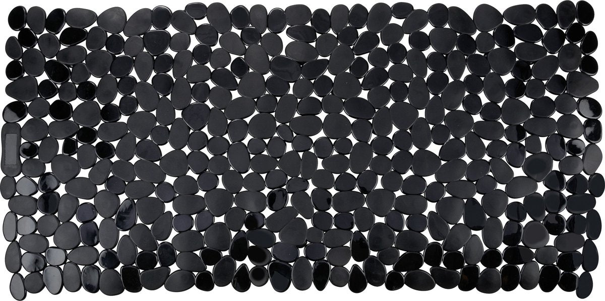 Wenko Antirutsch-Badematte Paradise 71x36cm schwarz – Antirutschmatte für die Badewanne – mit Saugnäpfen