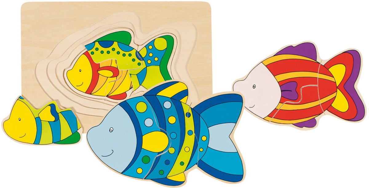 Goki 3-lagiges Holzpuzzle Fisch