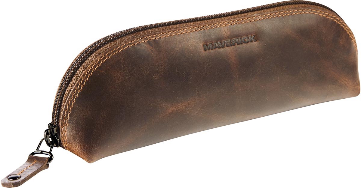Maverick Federmäppchen aus Leder, oval, braun