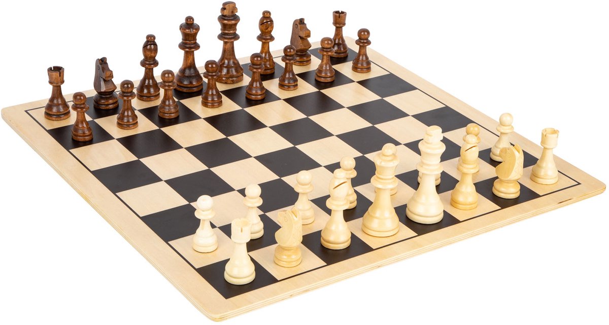 Kleiner Fuß - Schach und Dame aus Holz XL