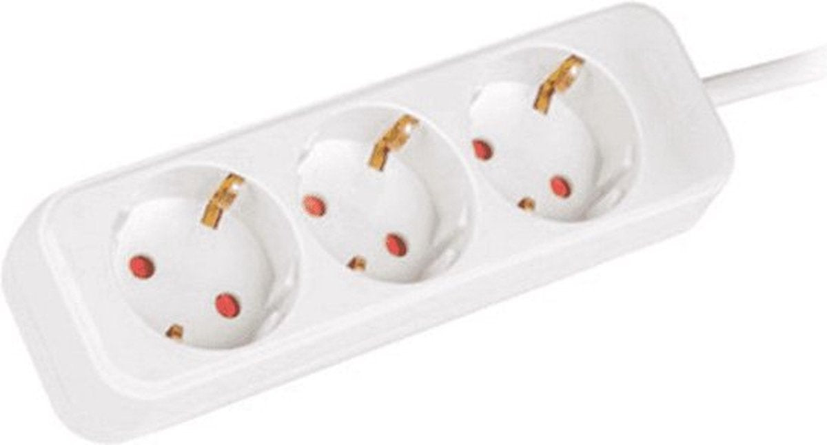 Sans-Marque-Verlängerungskabel ohne Marke – Steckdosenleiste – 3-Wege – 1,5 m – geerdet 3 x 1,5 mm² – 2500 W – weiß