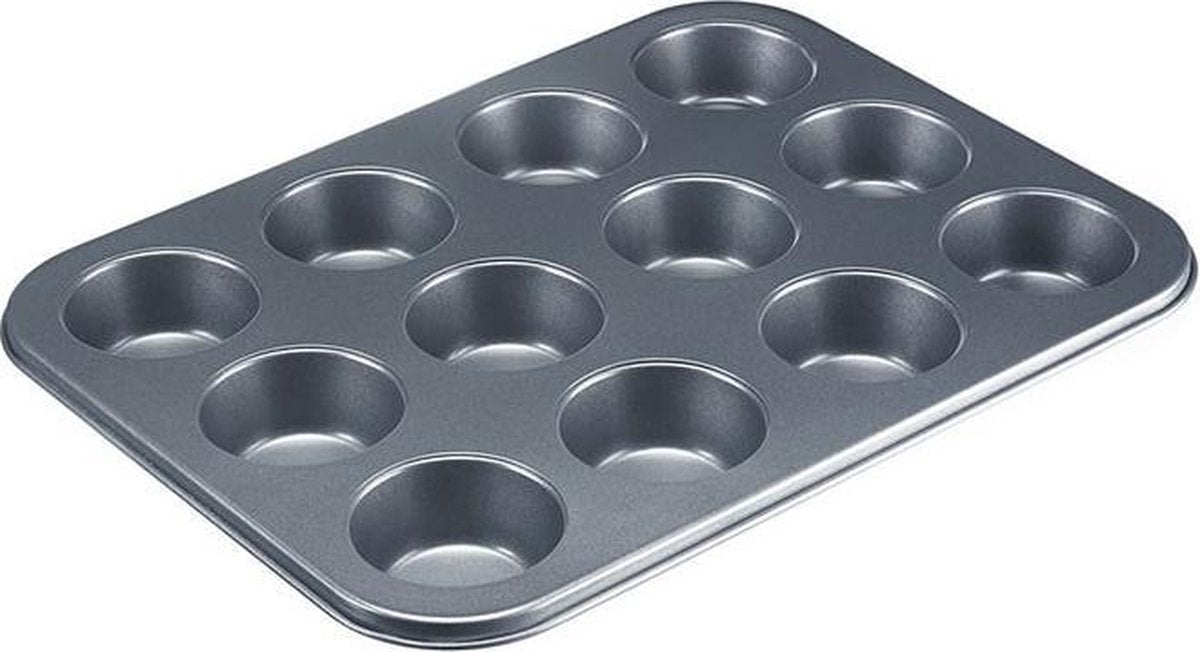Westmark Backform für 12 Muffins, Antihaftbeschichtung, kaltgewalzter Stahl, Backmeister, Anthrazit, 32902270