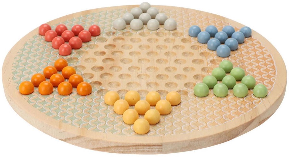 Holzbrettspiel Halma im Baumwollbeutel