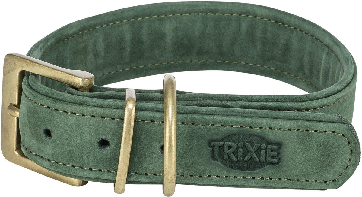 Trixie Hundehalsband aus reinem Leder, Salbeigrün