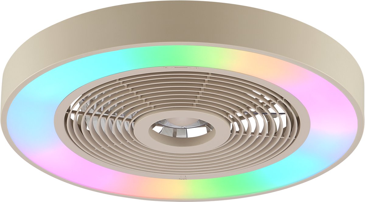 Brilliant Catania - Deckenventilator - LED 40W - CCT - 2700K-6500K - dimmbar - ICRGB - Nachtlicht - Timer - Fernbedienung - Beige