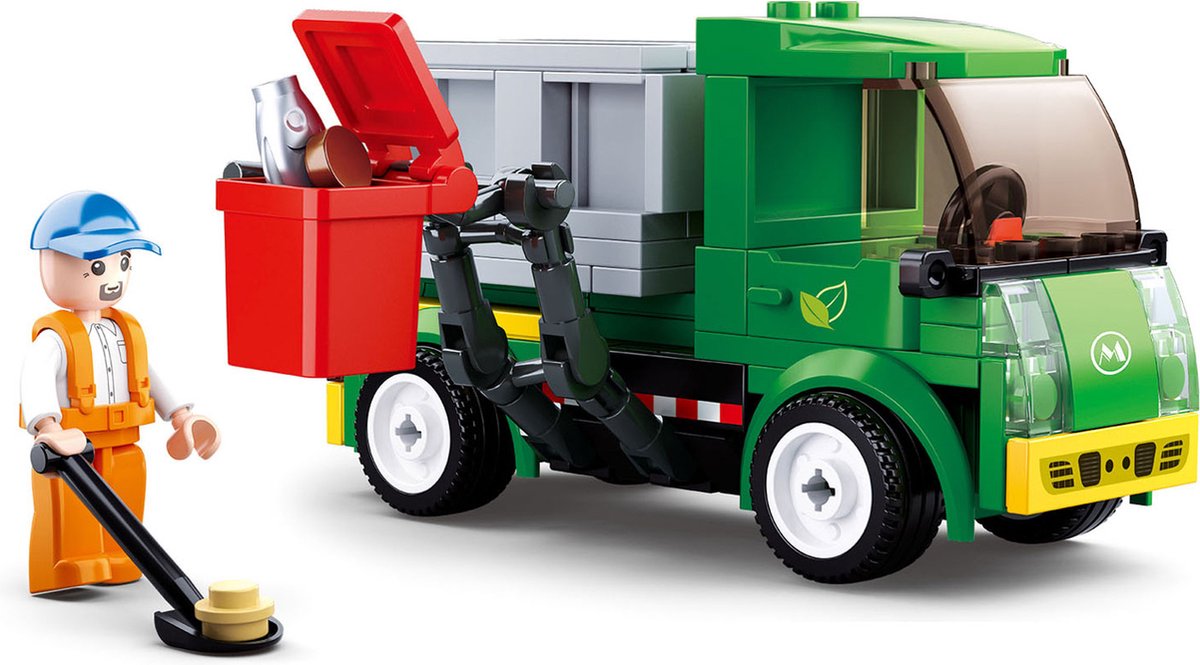 Sluban Town City Müllwagen Bauspielzeug für Kinder ab 6 Jahren – Konstruktionsspielzeug Modellbau – Baukasten mit 118 Bausteinen – m38-b0781b