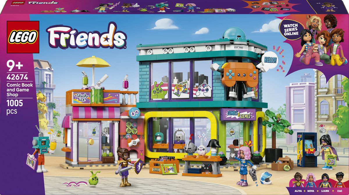 Lego Friends Comic- und Spieleladen, Spielzeugladen-Bausatz für Kinder – 42674