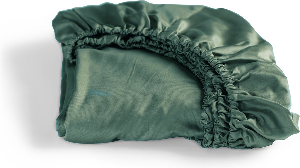Cinderella - sundays - hoeslaken - 1 persoons - 100% katoen-satijn - 90x210 cm - tot 25 cm - groen