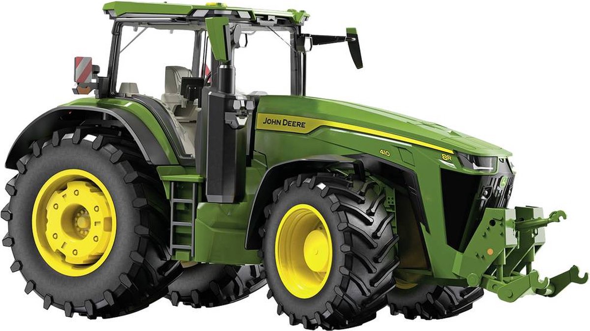 Wiking 077859 John Deere 8R 410 Modelltraktor, 1:32, Metall Kunststoff, ab 14 Jahren, viele Funktionen, Haube zu öffnen, beweglicher Ober- und Unterlenker