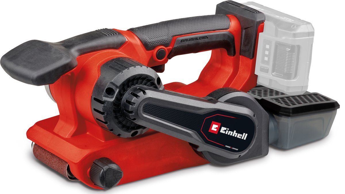 Einhell Profi-Akku-Bandschleifer TP-BS 18 457 LI BL Solo – Power X-Change – 18 V Li-Ion – bürstenloser Motor – Schleiffläche: 126 x 75 mm – Bandgröße: 457 x 75 mm – inkl. 3x Schleifband (K80) - exkl. Akku und Ladegerät