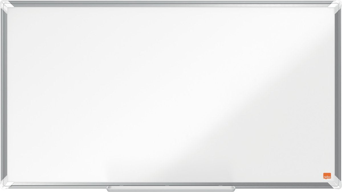 Nobo Premium Plus Breitbild-Magnet-Whiteboard aus Emaille – mit Stiftablage – inklusive Whiteboard-Marker – 890 x 500 mm