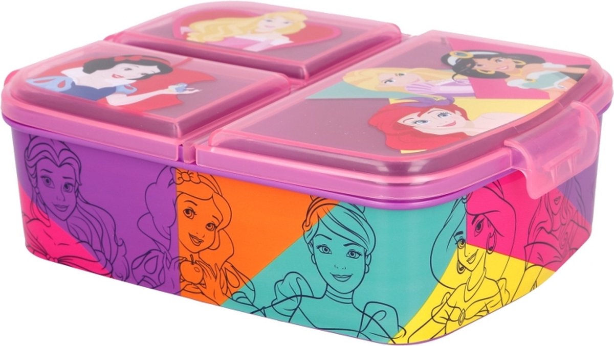 Disney Prinzessinnen Brotkasten 3 Fächer -18x13 cm - Brotkasten - Brotdose