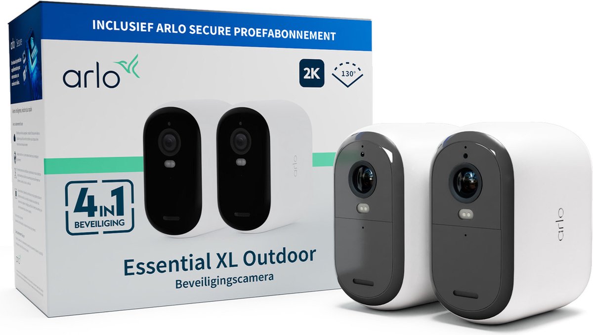 Drahtlose Überwachungskamera Arlo Essential 2K XL für den Außenbereich – 2 IP-Kameras