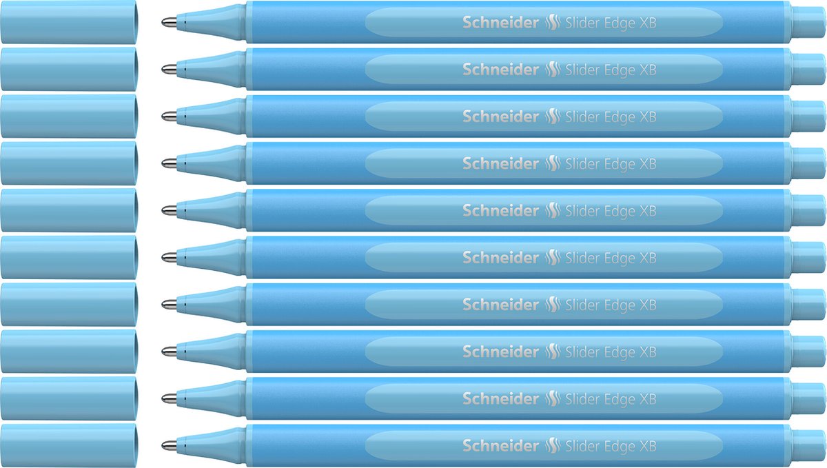 Schneider Schreibgeräte Schneider Kugelschreiber – Schiebekante Pastell – Feder XB – Schreibfarbe Pastell Babyblau – 10 Stück – S-152230-10
