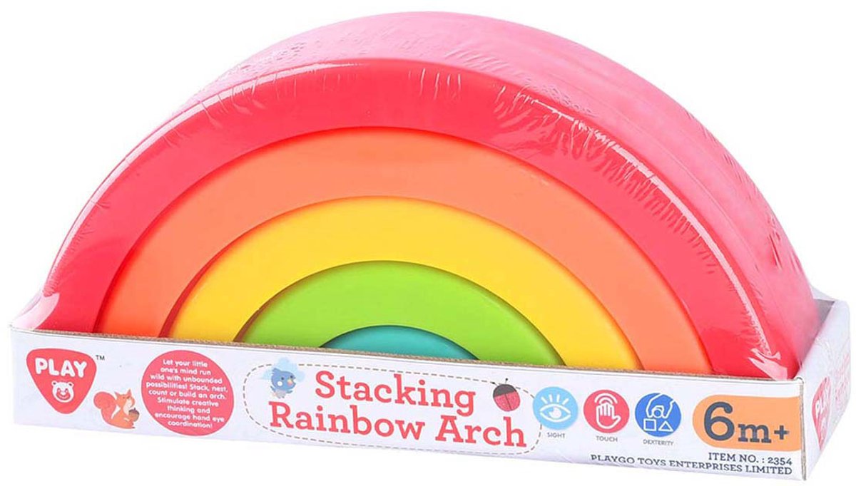 Playgo Toys Enterprises Limited Play Go – stapelbarer Regenbogen – Babyspielzeug – Kunststoff – pädagogisch – kreativ – anregend – Bögen – Motorik – Regenbogen-Stapler
