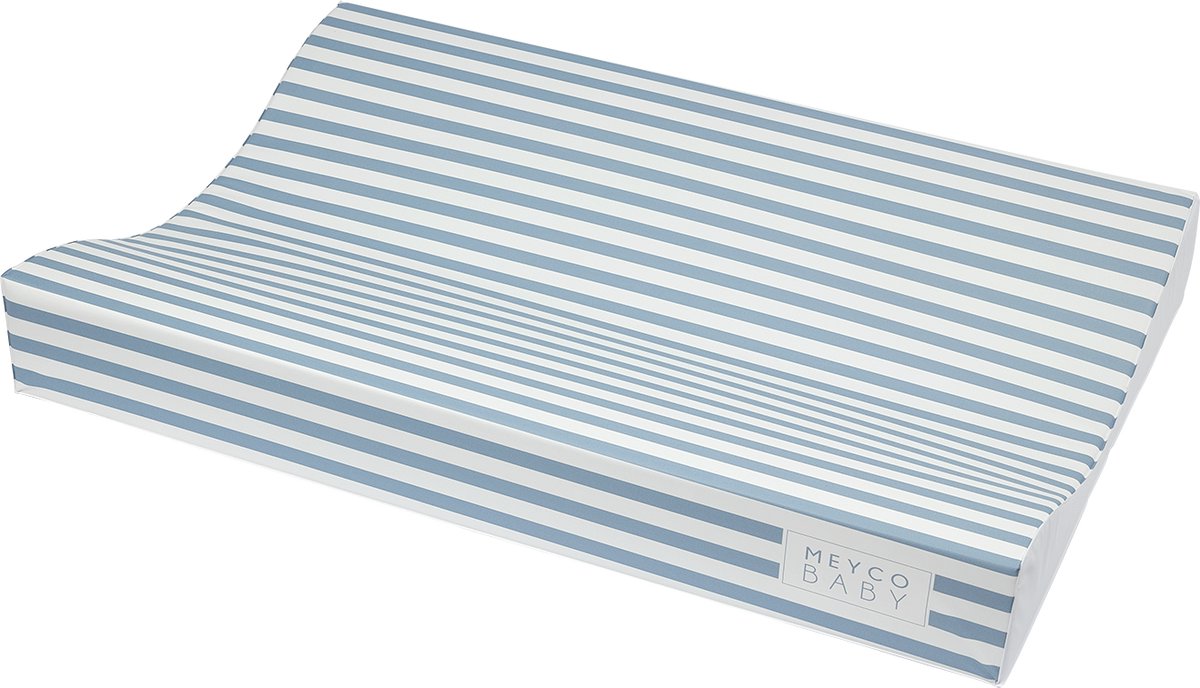 Meyco baby fat stripe aankleedkussen - jeans blue - 50x70cm