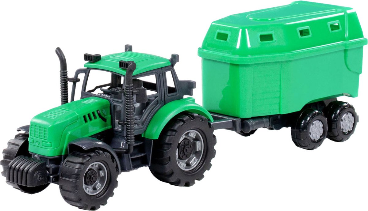 Cavallino -Traktor mit Pferdeanhänger grün, Skala 1:32