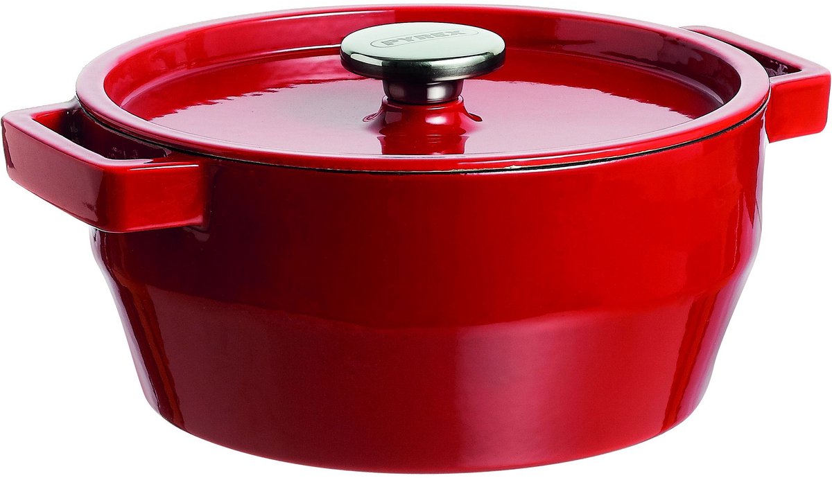 Pyrex Schmortopf zum langsamen Kochen – Gusseisen – Ø 24 cm – 3,6 l – Rot
