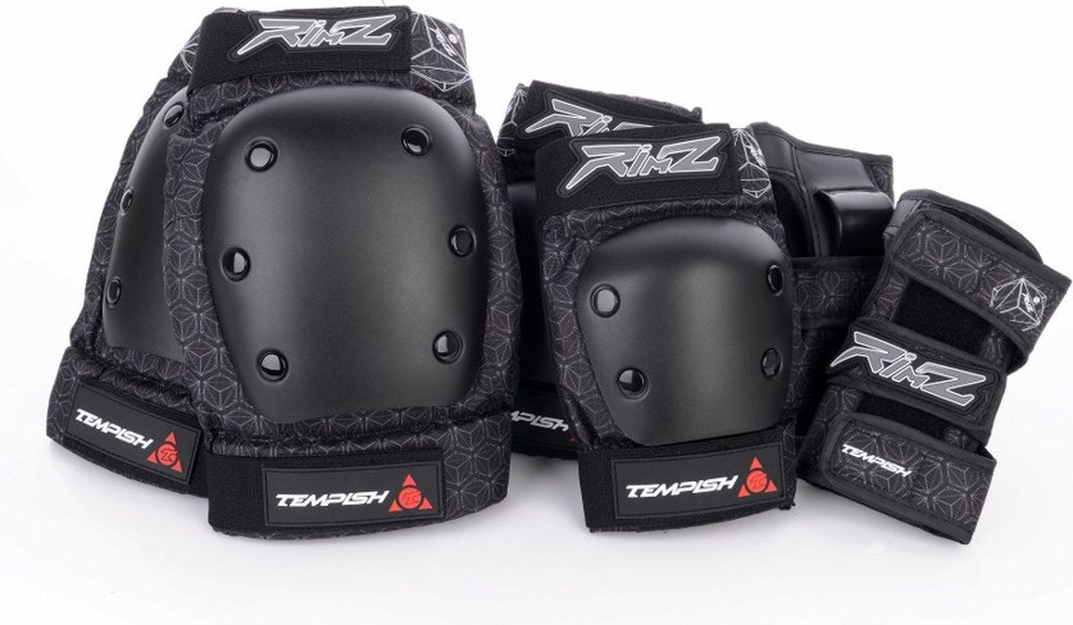 Tempish – Rimz – Skate-Schutz – 3er-Pack – Erwachsene – Schwarz – komplettes Skate-Schutz-Set – Größe XL