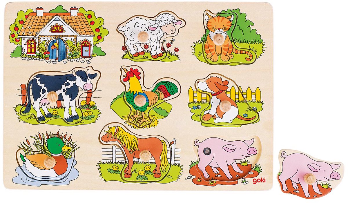 Goki Stollenpuzzle Bauernhoftiere mit Sound