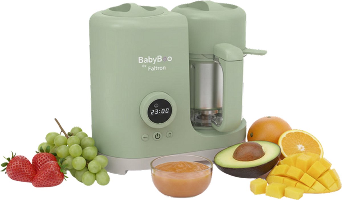 Faitron babyboo Küchenmaschine – Babynahrungszubereiter – Dämpfen und Mixen – gesunde Babymahlzeiten – kompaktes Design – grün