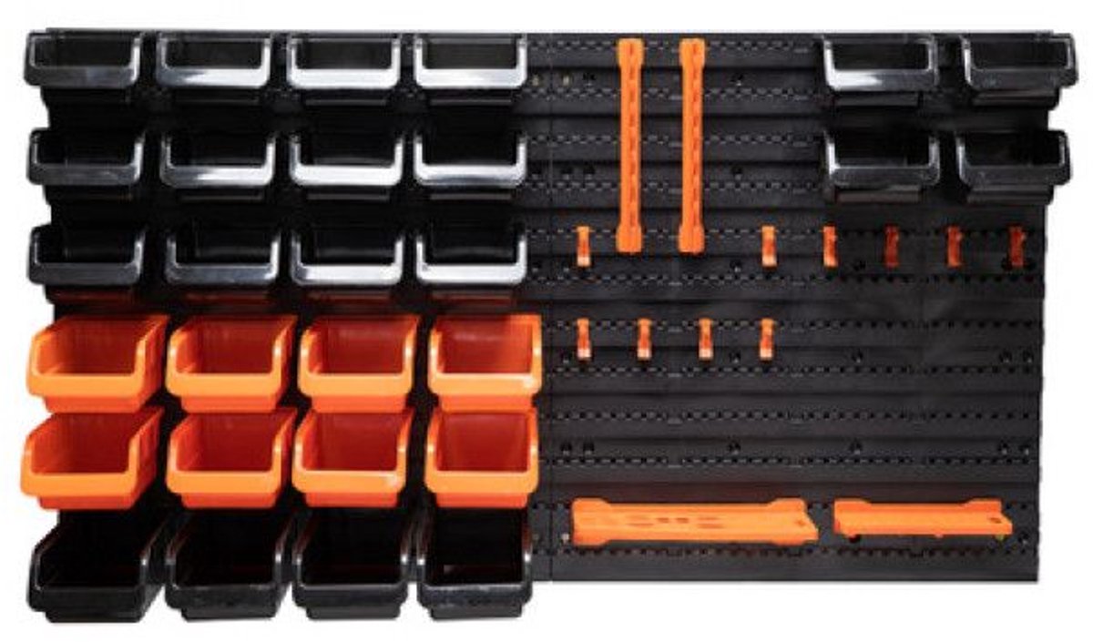 Black+decker Werkzeugtafel mit Ablagefächern und Kleiderbügeln – 98 x 23 x 43 cm – 43 Teile – Werkzeugwand