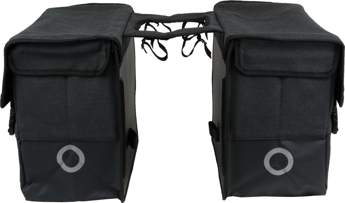 Willex Doppel-Fahrradtasche – Segeltuch – Reflexion – 48 Liter – universelle Montage – schwarz mattschwarz