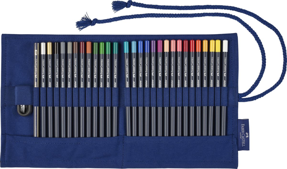 Faber Castell Faber Castell FC-114752 Rolletui mit 27 Goldfaber Buntstiften, 1 Bleistiftspitzer und 1 Goldfaber Bleistift 4B