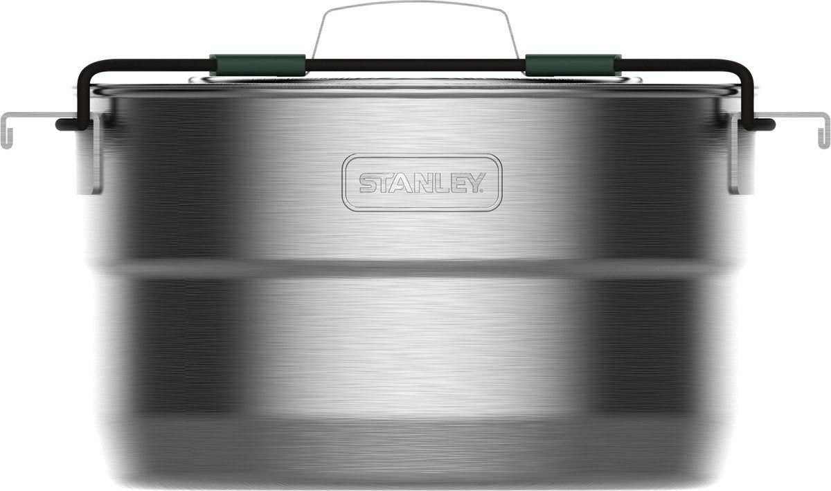 Stanley Adventure Full Kitchen Basecamp Kochset 3,5 l – 11-teiliges Pfannenset – leichte Edelstahlpfanne – für Rucksackreisen, Wandern und Camping – Campingpfannen – spülmaschinenfest