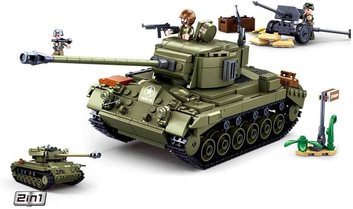 Sluban Army Wwii M26 Pershing Tank Bauspielzeug – Konstruktionsspielzeug Modellbau – Baukasten mit 742 Bausteinen – M38-B0860 ab 8 Jahren