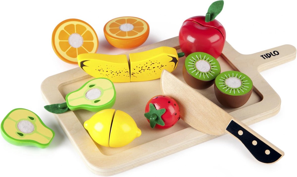 Tidlo Holz-Spielset zum Schneiden von Früchten, 16-teilig.