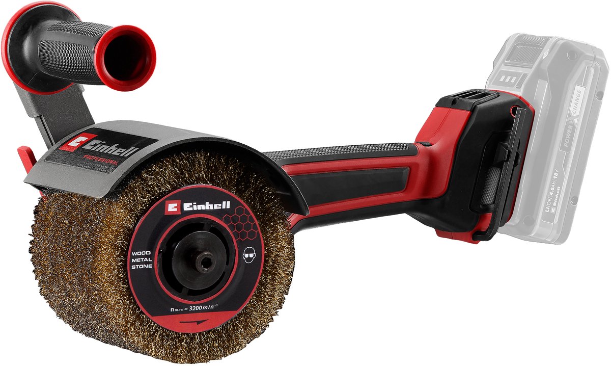 Einhell Profi-Akku-Bürstenschleifer TP-BR 18 32 LI BL Solo – Power X-Change – 18 V Li-Ion – Leerlaufdrehzahl: 900 – 3.200 U/min – Bürstendurchmesser: 120 mm – Bürstenbreite: 100 mm – exkl. Akku und Ladegerät