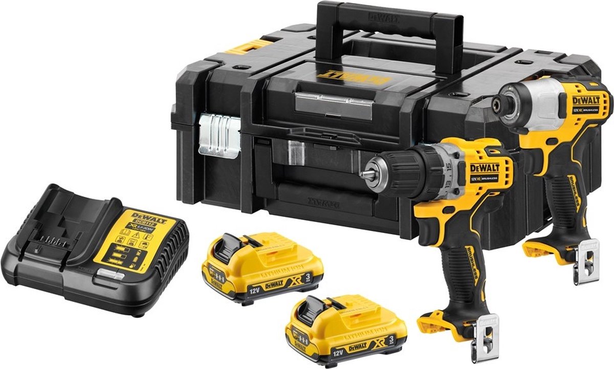 Dewalt dck2110l2t Aktionsset dcd701 Bohr-/Schraubendreher + dcf801 Schlagschrauber 12 V 3,0 Ah XR – dck2110l2t-qw