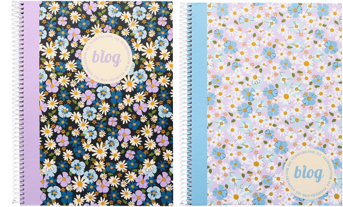 Känguru-Spiralblock – B'log-Blumen – Größe A5 – mit Linie – 2 Stück – an-123890-a