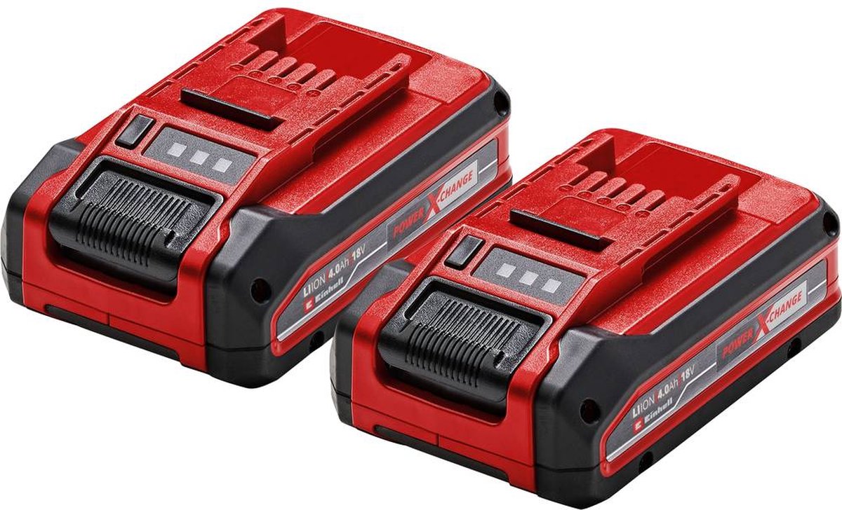Einhell Twinpack 4,0 Ah Plus Akku - Power X-Change - 18 V Li-Ion - 2x 4,0 Ah Akku - max. Leistung: 900 W – aktives Batteriemanagementsystem
