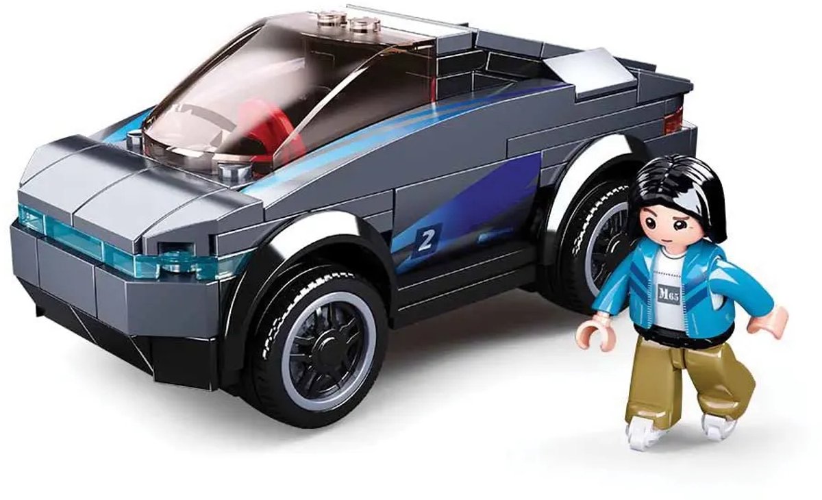 Sluban Town Elektroauto Bauspielzeug für Kinder ab 6 Jahren – Konstruktionsspielzeug Modellbau – Baukasten mit 136 Bausteinen und 1 Minifigur – M38-B0901