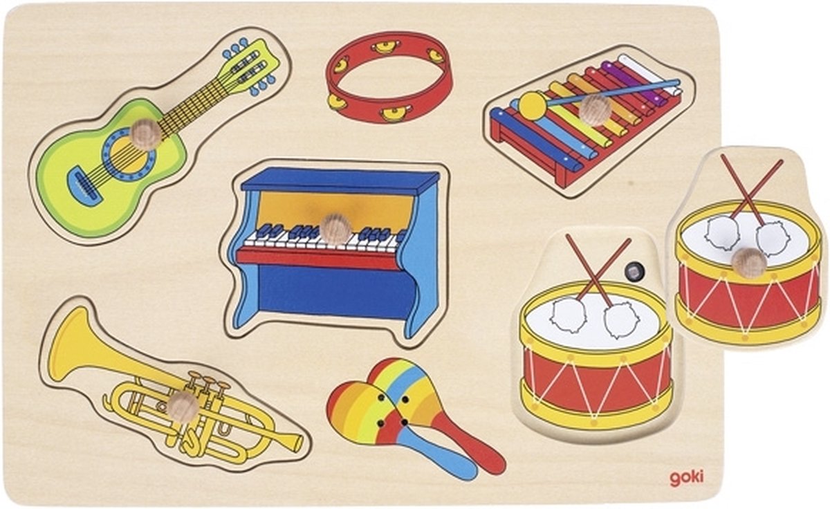 Goki Noppenpuzzle Musikinstrumente mit Sound, 5-tlg.