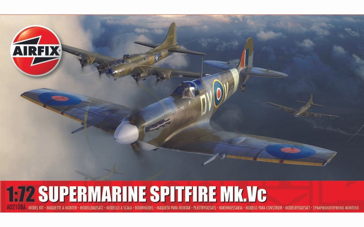 Airfix Modellbausatz Militärfahrzeuge – 02108a Supermarine Spitfire MK.VC Flugzeug Kunststoff – 1:72 – Modellbau