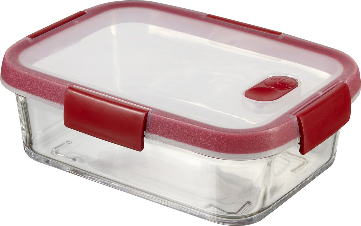 Curver Smart Cook Lebensmittelbehälter aus Glas – rechteckig – 0,9 Liter – rot