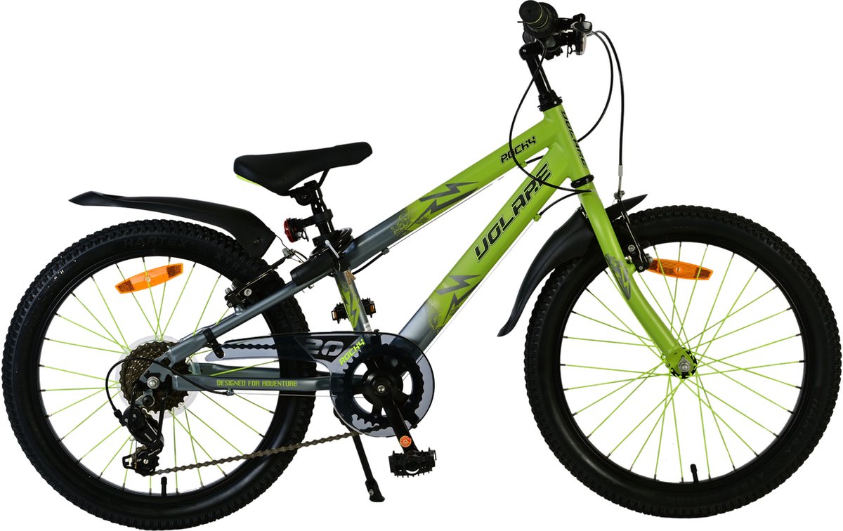 Volare Rocky Kinderfahrrad – 20 Zoll – 7 Gänge – Grüngrau
