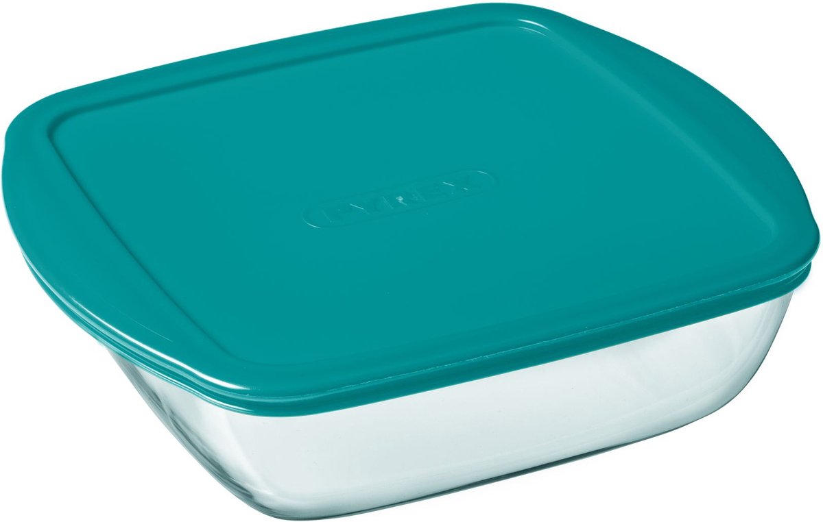Pyrex zum Kochen und Aufbewahren, 1 l, quadratisch, 20 x 17 cm, mit Deckel | 2 Stk