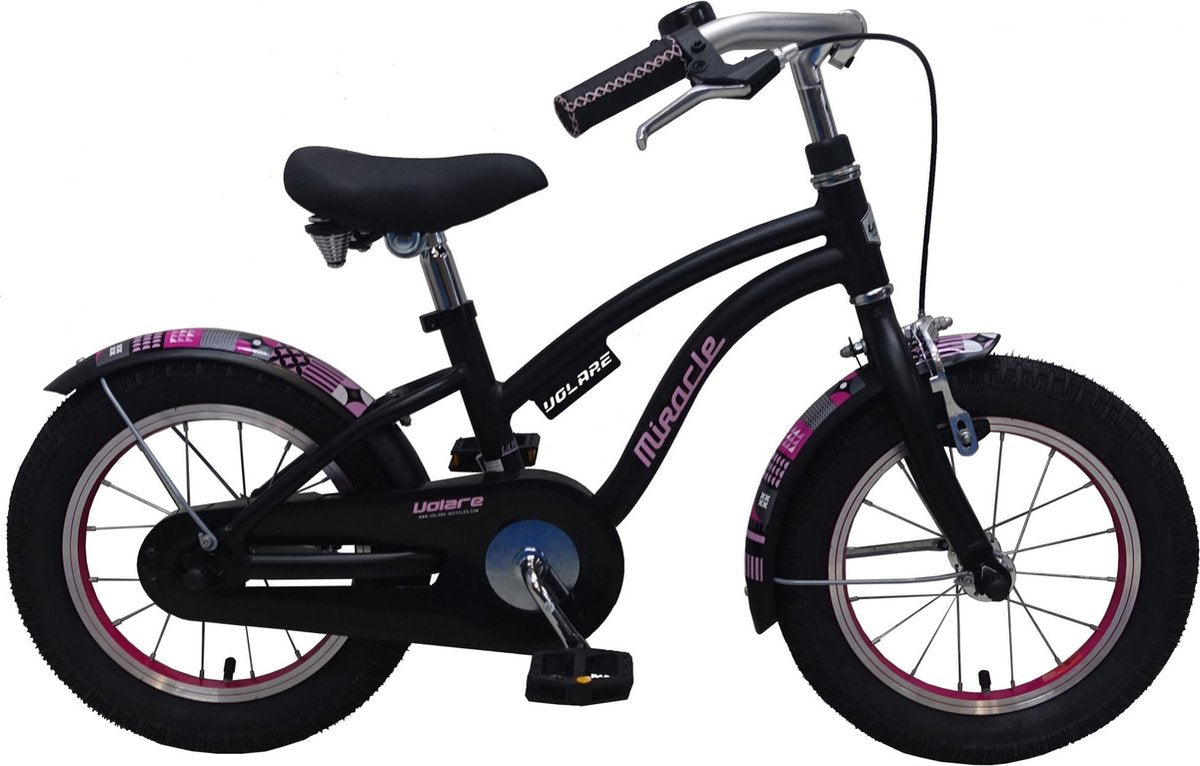 Volare Miracle Children's Bicycle - Mädchen - 14 Zoll - Matt Black - Prime Collection