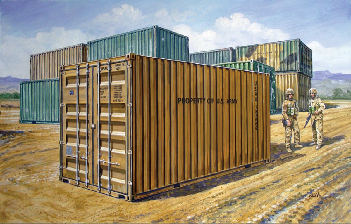 Italeri Modellbausatz Militärfahrzeuge – 6516 20 Fuß Militärcontainer aus Kunststoff – 1:35 – Modellbau