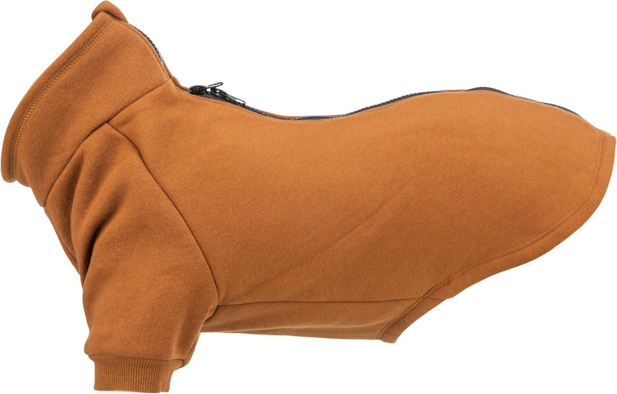 Trixie Hundepullover – Baumwolle Rost 36cm – mit Halsband und 2-Wege-Reißverschluss