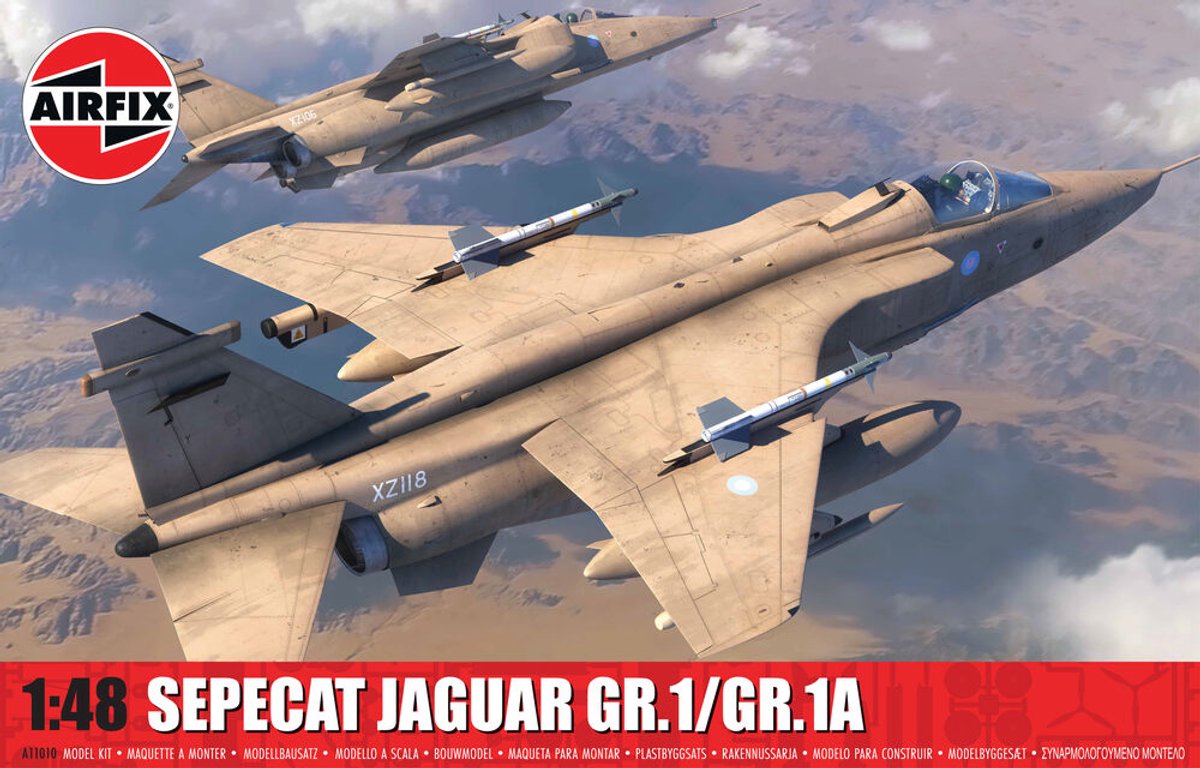 Airfix Modellbausatzauto – 11010 Sepecat Jaguar – Gr.1 Gr.1a – Kampfjet aus Kunststoff – 1:48 – Modellbau