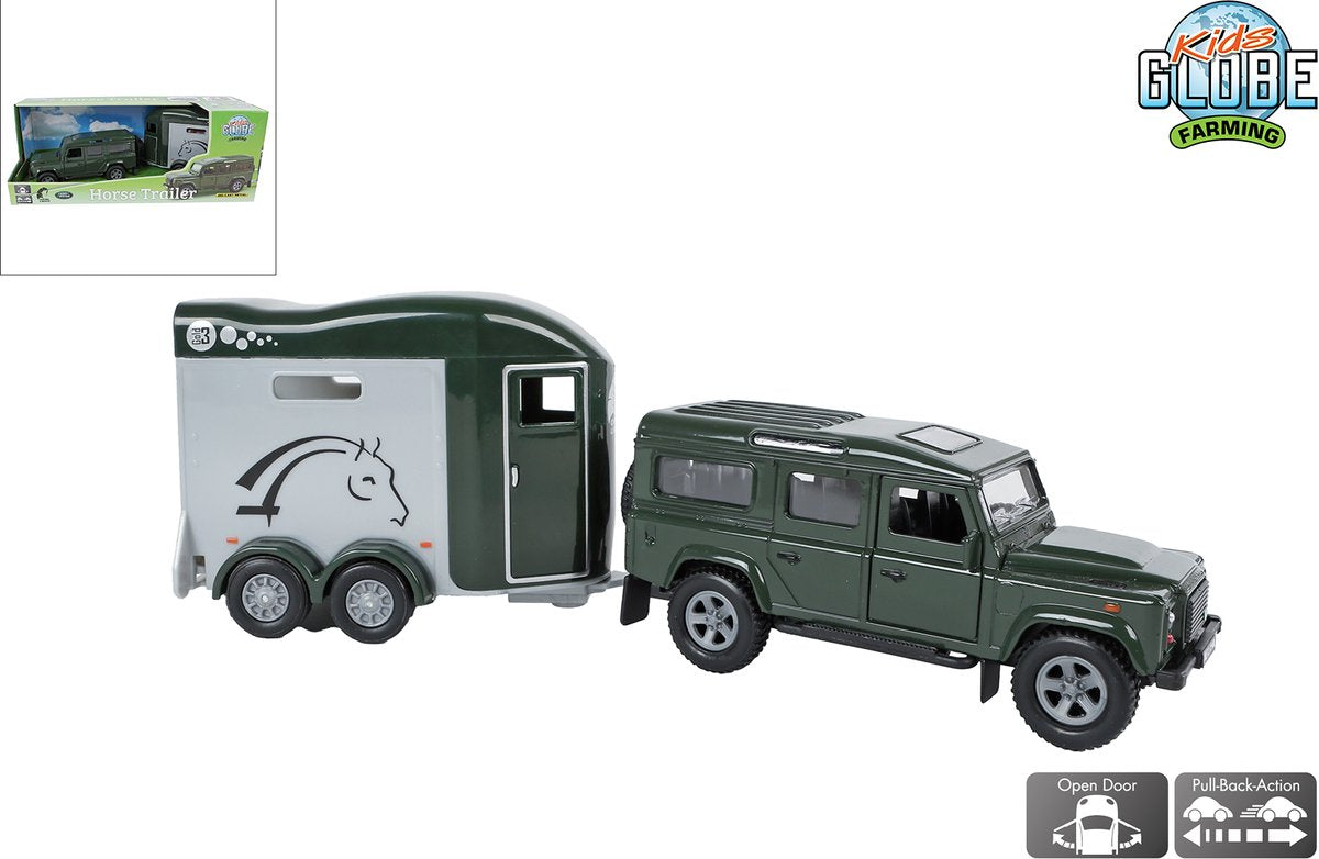 Kinderglobus Land Rover mit Cheval Liberte-Pferdeanhänger – 28 cm