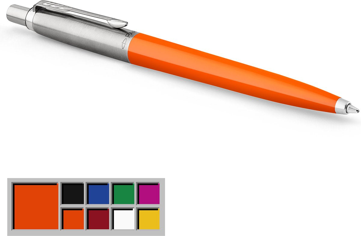 Parker Jotter Original Kugelschreiber | klassisches orangefarbenes Finish | mittlerer Punkt | blaue Tinte | 1 Stück