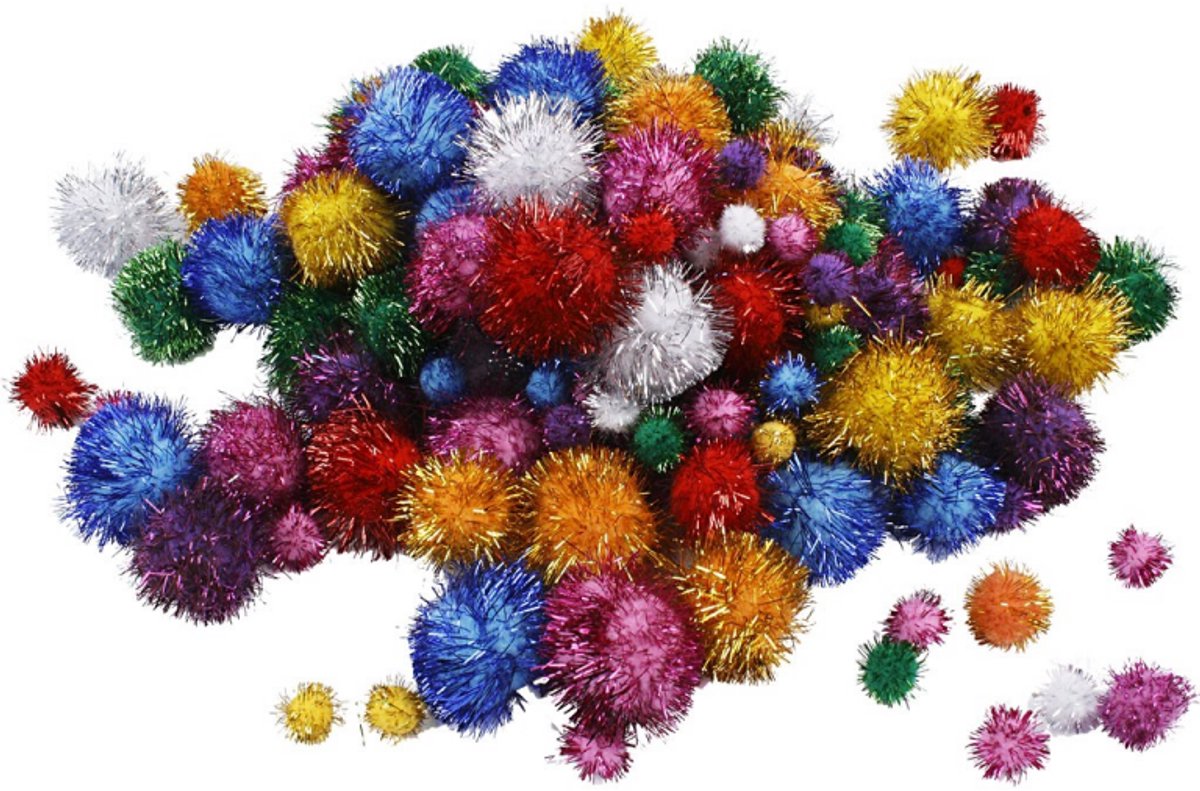 Https: www.cchobby.nl pompoms-d-15-40-mm-glitter-ca-90-piece-strong-colors-62-gr-1-box