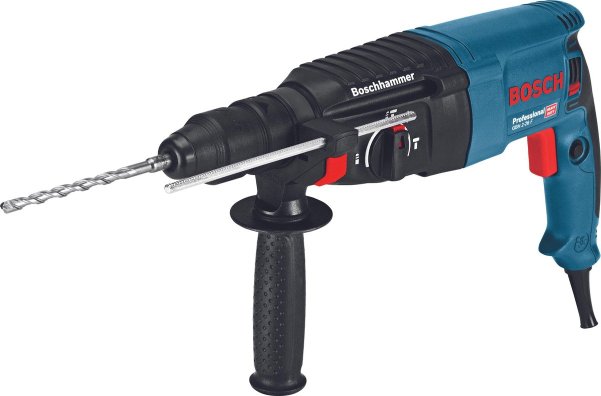 Bosch Blue GBH 2-26 F Profi-Bohrhammer mit SDS-plus | 2,7j 830w + 5-teiliges SDS-plus-Bohrerset – 06112a4001
