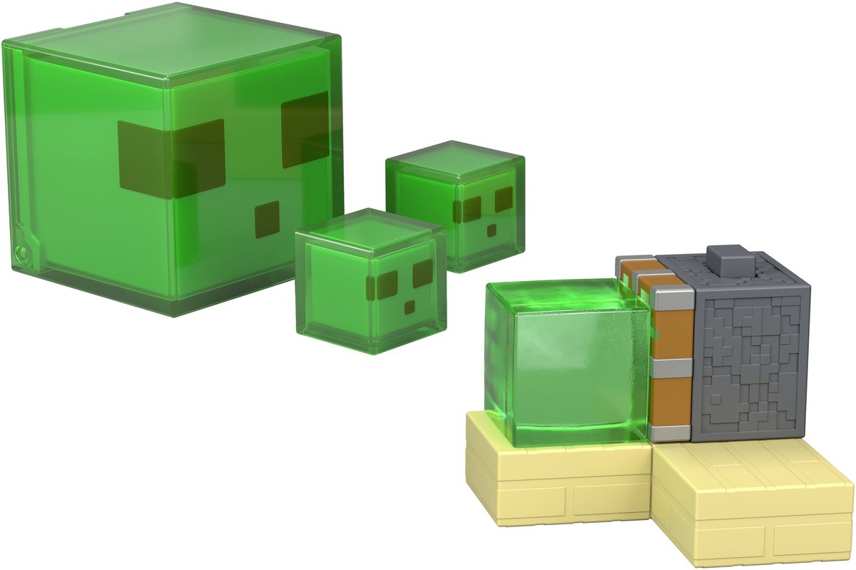 Mattel Minecraft Actionfigur Redstone geladene klebrige Kolbenfalle grün.